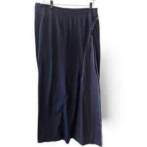 Vintage Issey Miyake Navy Midi Maxi Skirt Lace Up Side Slit Size Medium